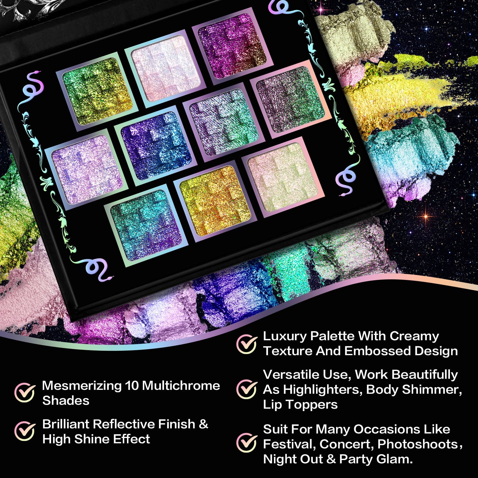 10 Colors Chameleon Eyeshadow Palette Solar Python 7g