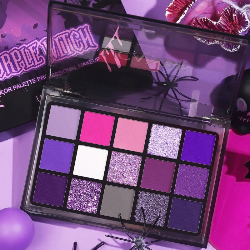 15 Colors Eyeshadow Palette Purple Witch 10.8g