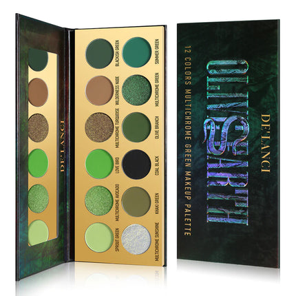 De'Lanci - Olive Earth 12 Colors Multichrome Green Makeup Palette 18.8g