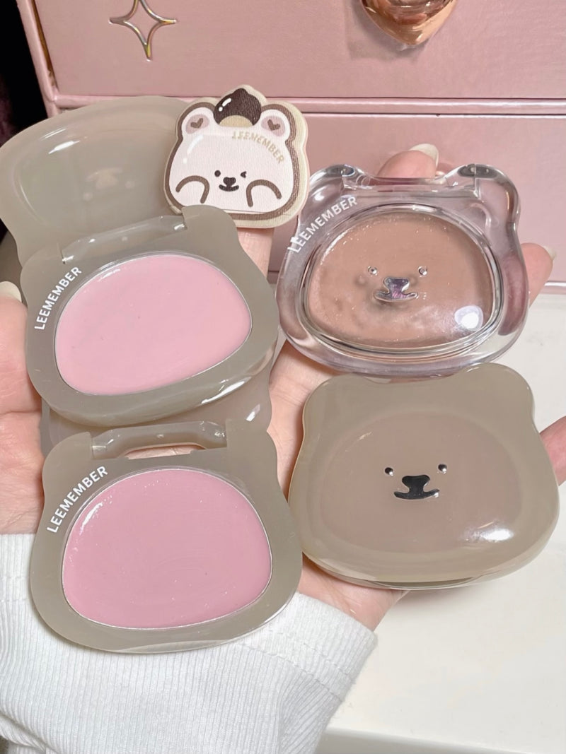 LEEMEMBER Purple Floral Bear Hydrating Cream Blush 4g