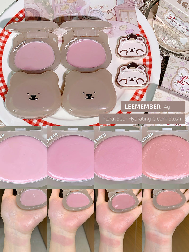 LEEMEMBER Purple Floral Bear Hydrating Cream Blush 4g