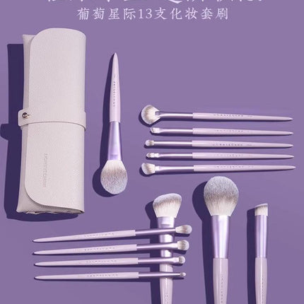Rownyeon - Grape Purple Makeup Brush Set 13 in With Bag