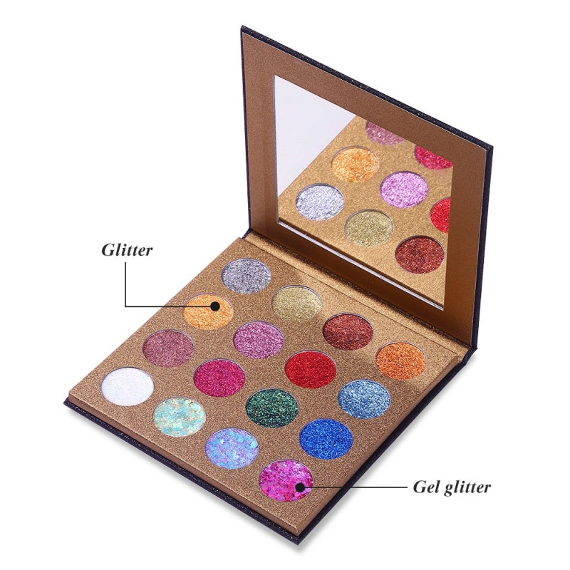 UCANBE 16 Colors Glitter Eyeshadow Starry Palette 16*1.5g