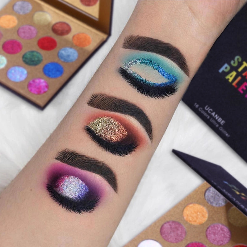 UCANBE 16 Colors Glitter Eyeshadow Starry Palette 16*1.5g